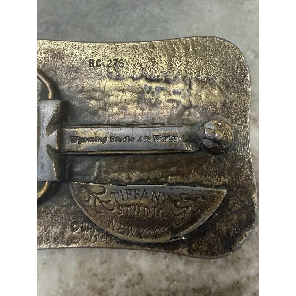 Vintage Pinto Belt Buckle James Lind 1975 Wyoming Studio Art Works Cowboy Heavy
